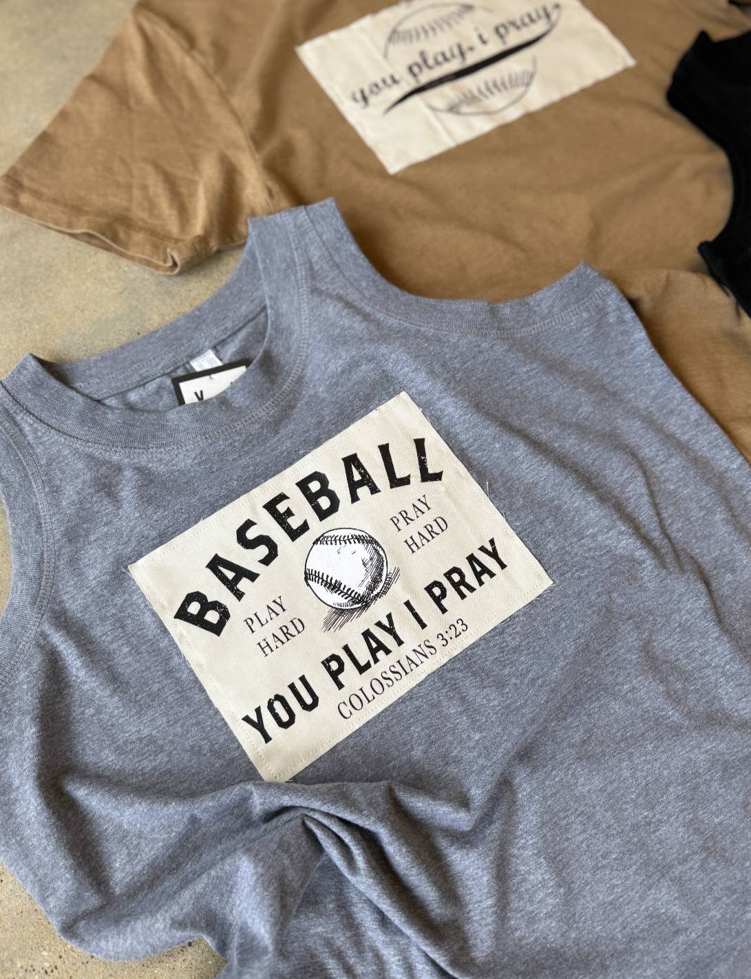 Baseball Mom Tank | Pray Hard Patch | Sports Mom Tee