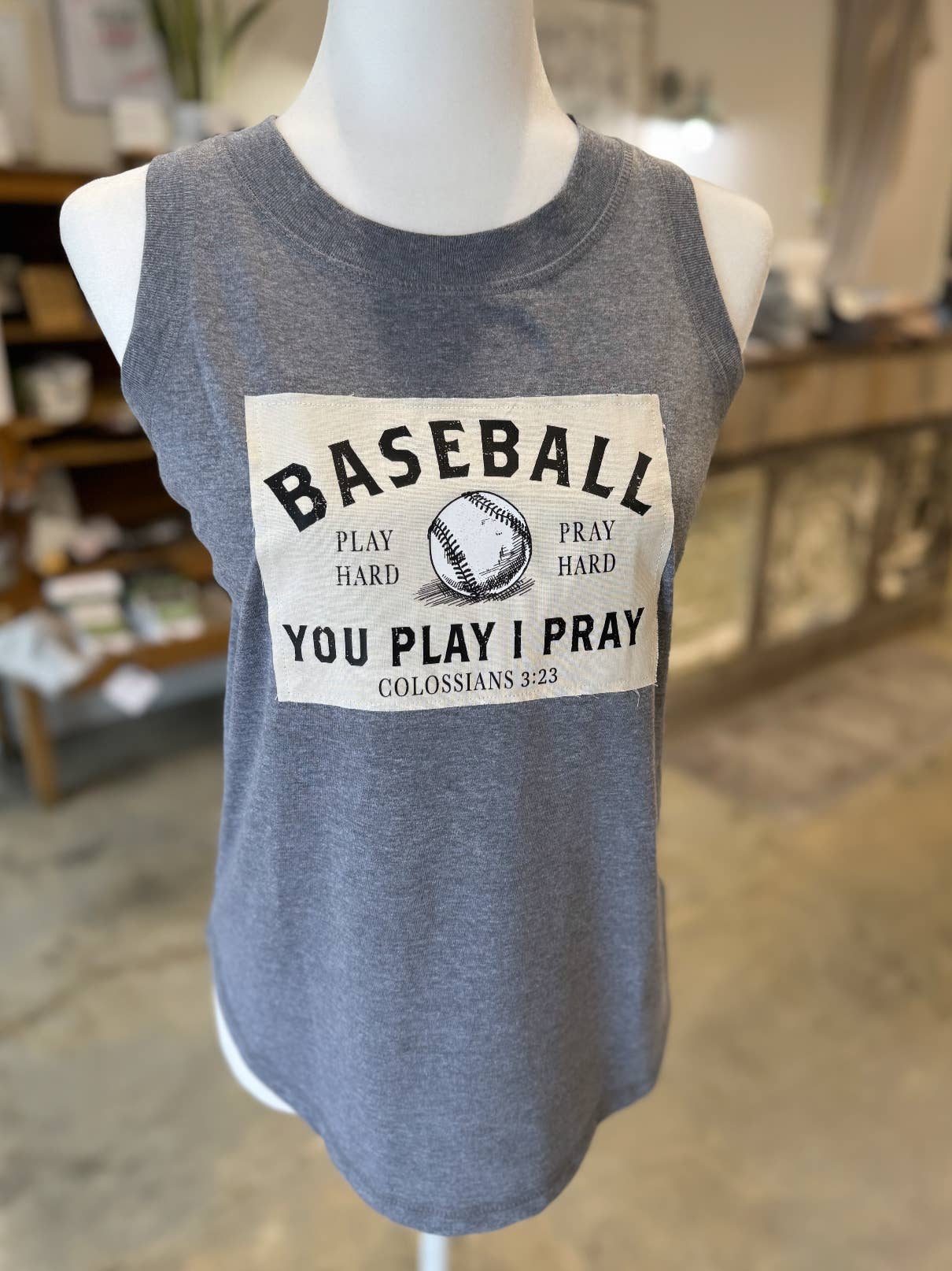 Baseball Mom Tank | Pray Hard Patch | Sports Mom Tee