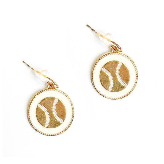 White Baseball Earrings