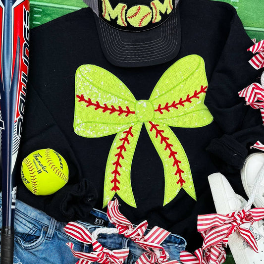 Sequins Softball Bow Patch