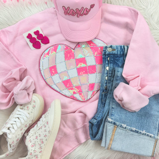 Disco Ball Heart Sequin Patch