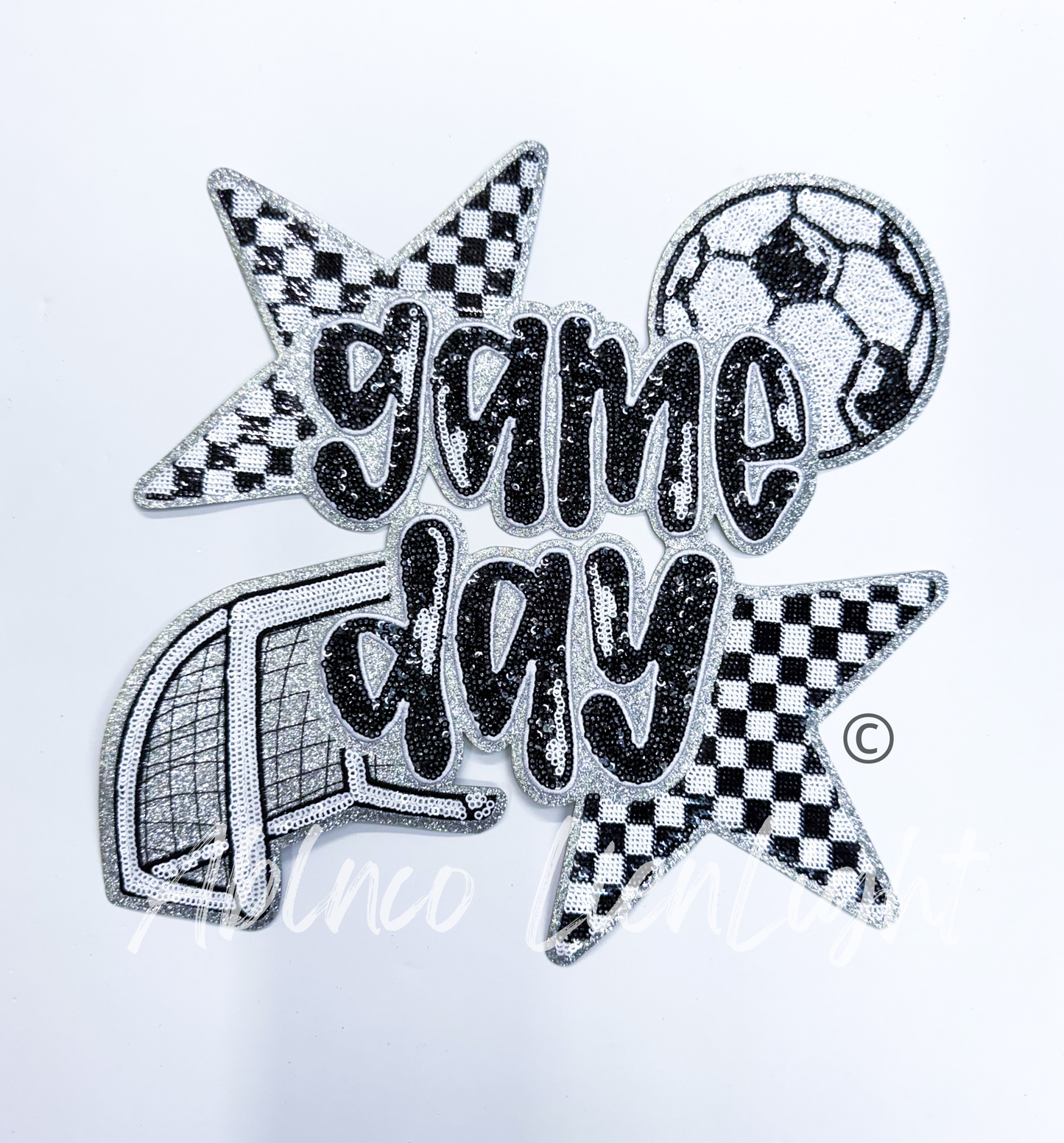 Soccer Hoop Game Day Sequins Big Patch Iron On