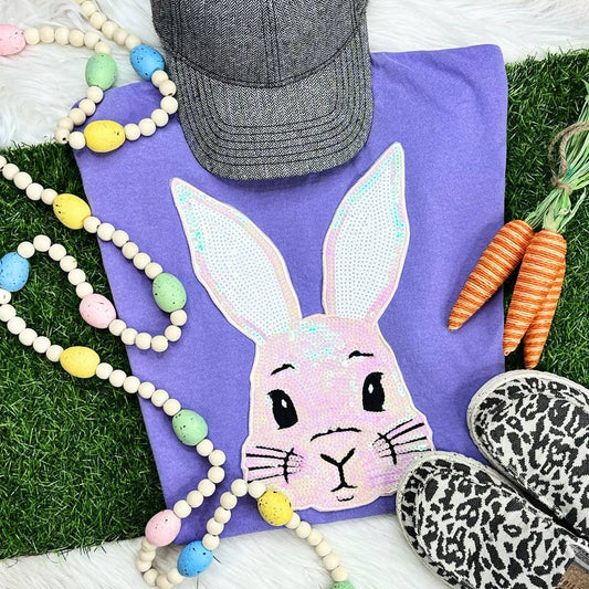 Adult White Sequin Bunny Face Patch
