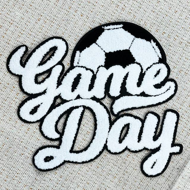 Soccer White Game Day Chenille Patch